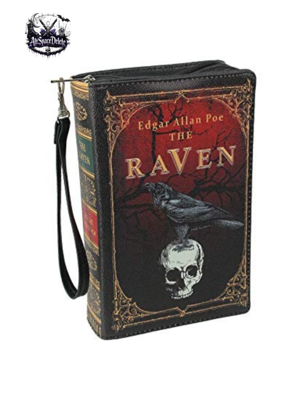Black Vinyl Book Crossbody Bag The Raven Goth Purse